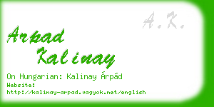 arpad kalinay business card